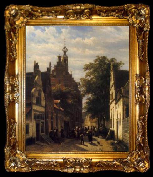 framed  unknow artist European city landscape, street landsacpe, construction, frontstore, building and architecture. 166, ta009-2
